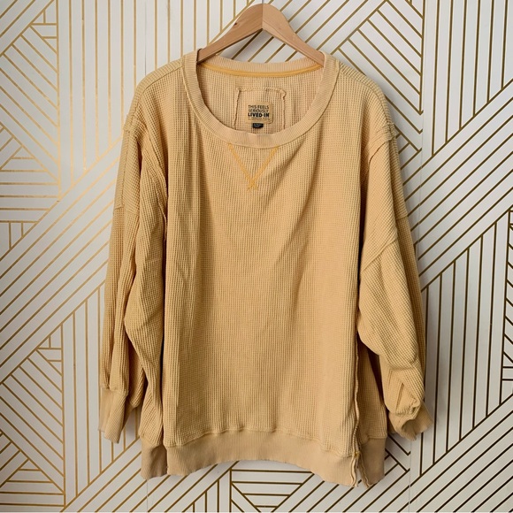 aerie Tops - Aerie this feels seriously lived in waffle knit oversized drop shoulder seam XL